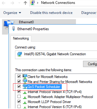 enable Qos Packet Scheduler for your network connection