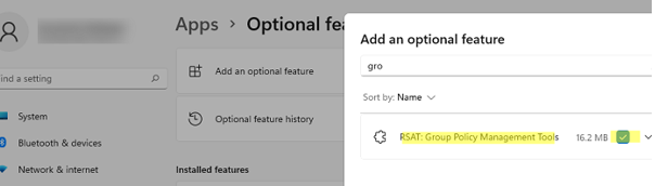 Install RSAT: group policy management tools on Windows 11