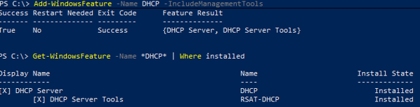 Install-WindowsFeature dhcp - install role using PowerShell