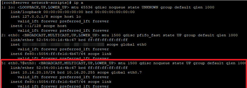 ip a - lix all available iterfaces with VLAN ones