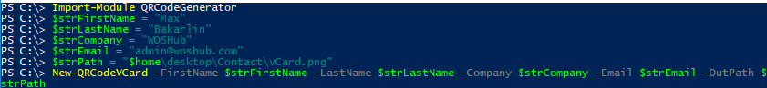 New-QRCodeVCard 