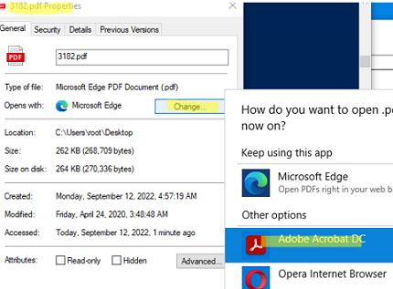 PDF file association is hijacked by Edge