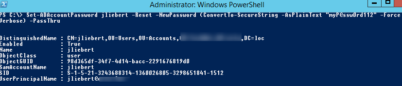 Set-ADAccountPassword - reset the ad user password from powershell