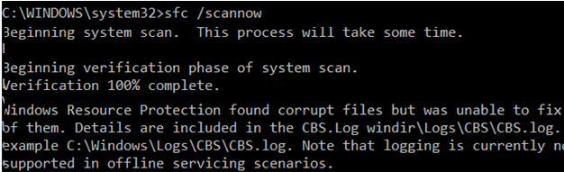 sfc /scannow Windows Resource Protection found corrupt files but was unable to fix some of them