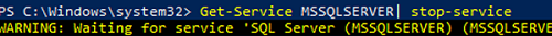 stop the MSSQLSERVER via cli