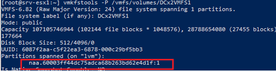 vmkfstools get vmfs datastore UUID