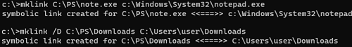 Windows cmd: symbolic link created for ...