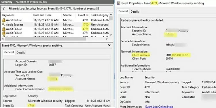 4771 event id - kerberos auth failed