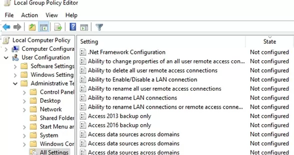 all gpo settings in default state: not configured