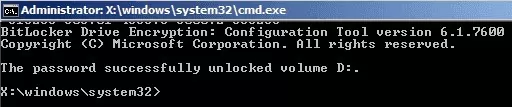bitlocker The password successfully unlocked volume D:.
