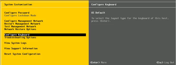 configure esxi via dcui