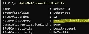 Get-NetConnectionProfile check profile used for NIC