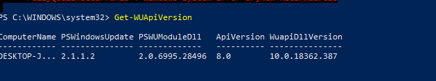 Get-WUApiVersion - check windows update client version