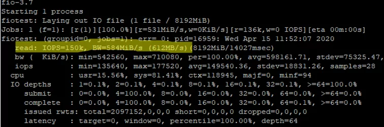 How to measure disk performance with fio for random read operations