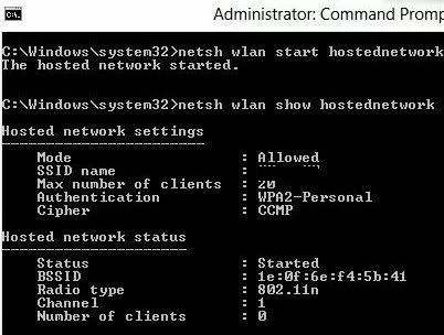 Netsh wlan show hostednetwork