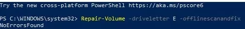 powershell repair-volume cmdlet check disk for errors