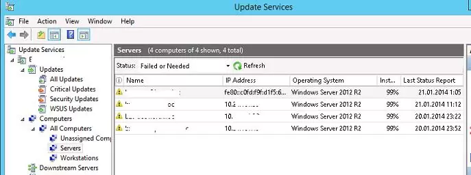 windows clients in wsus console